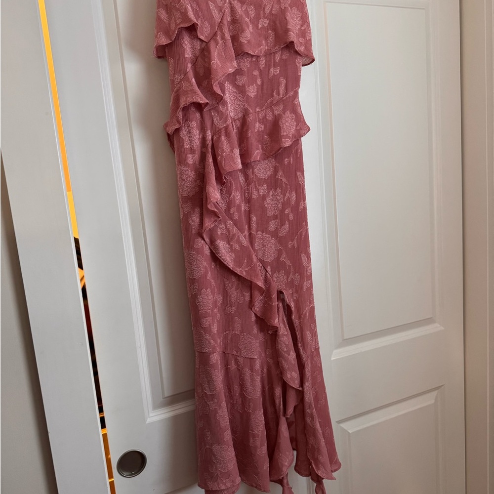 Zara Asymmetrical Pink Ruffle Dress